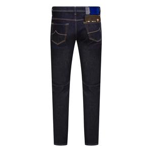 Jeans slim fit à jambe droite personnalisés pour hommes, pantalon en denim slim fit, couleur unie, poches zippées, jeans décontractés pour hommes - Product Image 1