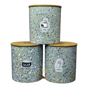 Ensemble de 3 boîtes de rangement pour sucre, café et thé, écologiques, sans BPA, durables, hermétiques, en métal et en bois, avec couvercles décoratifs pour la cuisine - Product Image 6