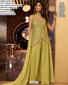 Elegant Bandhani <b>Pink</b> Simar Silk <b>Salwar</b> <b>Kameez</b> Beads Work Quick Dry Traditional Floor Length Regular Fit for Women India - Product Image 3