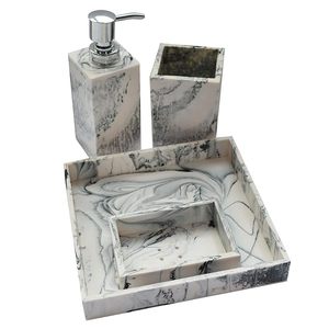 Juego de Baño de Resina de 4 Piezas con Diseño Atractivo, Personalizado para el Hogar, Dispensador de Jabón, Portacepillos de Dientes, Bandeja para Artículos de Baño, al Mejor Precio - Product Image 4