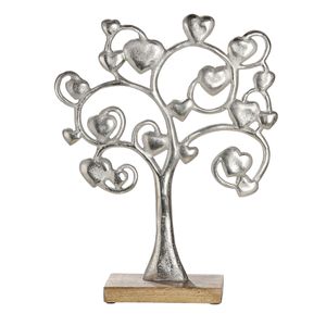 Ornement en forme de cœur élégant avec base en métal aluminium et bois, idéal pour offrir en cadeau, pour la décoration ou pour la décoration festive. - Product Image 2