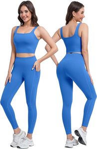Ensemble 2 pièces de leggings de yoga Bnice tendance pour femme, en dentelle unie, taille haute, respirant, en Spandex/Nylon, effet push-up, pour le fitness - Product Image 4