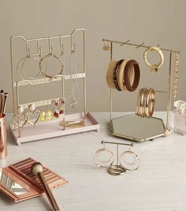 Classic Metal Jewelry Stand Decorative <b>Storage</b> Rack for Necklaces Earrings Bracelets Rings Home Vanity <b>Dressing</b> <b>Table</b> Display Or - Product Image 5