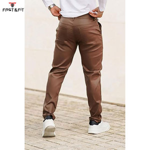 กางเกงหนังทรงขาบานสไตล์ลำลองสำหรับผู้ชายแฟชั่นสตรีทแวร์สีพื้นกันน้ำระบายอากาศได้ดีเป็นมิตรกับสิ่งแวดล้อม - Product Image 3