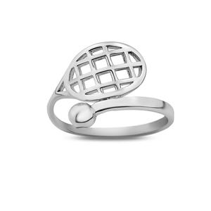 Anillo de tenis ajustable de plata de ley 925 chapado en oro de 18 quilates con forma de pera y diseño de raqueta y pelota, joyería de tenis para mujeres y hombres - Product Image 2