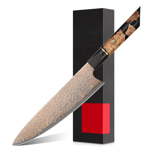 Damascus Steel Kitchen Knife With Wooden Handle <b>Drop</b> Point Blade For Chef Use - Product Image 6