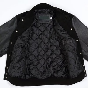 Veste bomber de baseball en laine Melton personnalisée avec manches en cuir véritable pour homme - Product Image 4