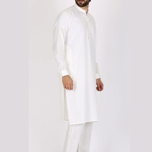 Dernier design de shalwar kameez pour hommes, en polyester, couleur blanche, costumes formels de haute qualité, extensibles, séchage rapide, évacuation de l'humidité - Product Image 2