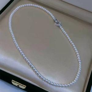 Collier en perles d'eau douce naturelles de style haute couture, 3-4 cercles, zircone carrée simple, vente en gros - Product Image 5