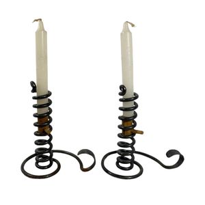 Juego decorativo de 2 portavelas de hierro con acabado en polvo negro mate para decoración de dormitorio y iluminación. - Product Image 5