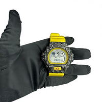 Montre analogique à quartz Miyota pour homme, de luxe, tendance, boîtier en alliage de 41 mm, bracelet en caoutchouc blanc et jaune, verre résistant à l'eau, chiffres romains