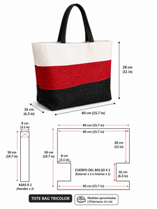 Bolsa de Yute Tricolor Premium con Asas Negras |   Bolsa de Transporte Ecológica y Elegante con Cierre Abierto para Uso Diario - Product Image 6