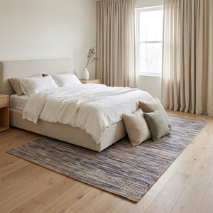Tapis DECORDEC en laine gris beige texturé chevrons, antidérapant, tissé linéairement pour salon, chambre et intérieurs d'hôtels - Product Image 3