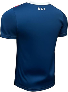 Camiseta de Fútbol de EE. UU. para Hombre, Manga Corta, Estampado Sublimado, Malla Transpirable, Ajuste Atlético, Diseño a Rayas Blanco, Rojo y Azul, Cuello Redondo - Product Image 2
