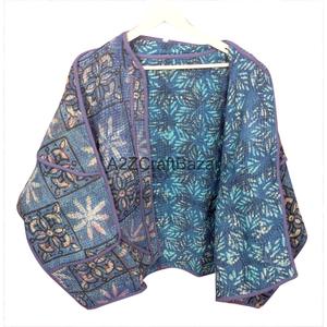 Best Quality Hand Quilted Cotton <b>Kantha</b> <b>Jacket</b> Winter Wear Women Fashionable Regular-Length Breathable Eco-Friendly <b>Jackets</b> - Product Image 3