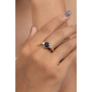 Anillo de Boda de Oro de 14K con Zafiro y Diamantes para Mujer - Product Image 5