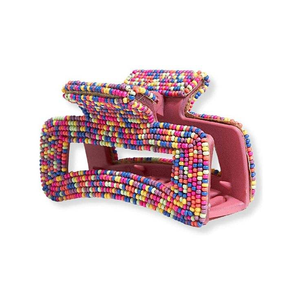 bohemian style beaded embroidery hair <b>clip</b> with custom size colorful Seed Beads embroidery hair claws for ladies and girls - Product Image 4