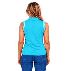 <b>Turquoise</b> Equestrian Sleeveless Patch Collar Polo <b>Shirt</b> for Women Slim Fit Horse Riding Training Top Customized Wholesale - Product Image 2