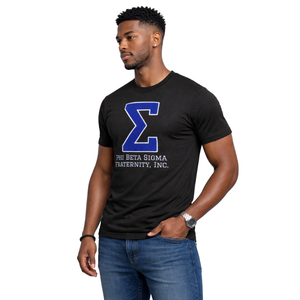 Camiseta de Chenilla Phi Beta Sigma Big Sigma Negra para Hombre, Tejido Premium, Ajuste Cómodo, Ropa de Fraternidad Griega, Uso Casual - Product Image 3