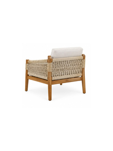 Sillón Moderno Tapizado con Estructura de Madera y Detalles de Cuerda, Respaldo Sólido, Silla de Descanso para Sala de Estar, Muebles para el Hogar - Product Image 6
