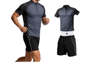 เสื้อวิ่งผู้ชายคุณภาพสูง ป้องกันลม สำหรับฤดูร้อน ผลิตจากโพลีเอสเตอร์ 100% แห้งเร็ว ระบายอากาศดี ดีไซน์ 2 in 1 - Product Image 2