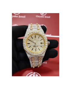 41MM montres de luxe en diamant hommes luxe glacé sur le buste vers le bas montre bijoux avec rond brillant étincelle moissanite dans la marque de mode - Product Image 1