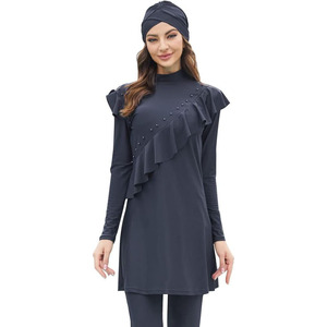 Traje de Baño Musulmán Premium, Ropa de Playa para Mujer, Modesto, de Lujo, con Logotipo Personalizado, Estampado Frontal, Talla Grande, Burkini Islámico - Product Image 1