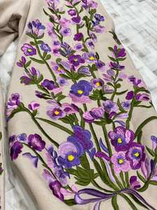 Vestido de lino ucraniano hecho a mano con flores bordadas de lavanda, traje corto de verano, ropa eslava Vyshyvanka, regalo para mujer - Product Image 3