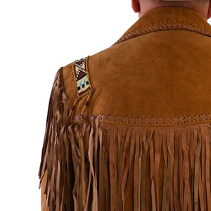High Quality Men's Genuine <b>Suede</b> Leather Fringe <b>Jacket</b> Winter Apparel Plain Dyed Style All Sizes Available OEM Private Label - Product Image 5