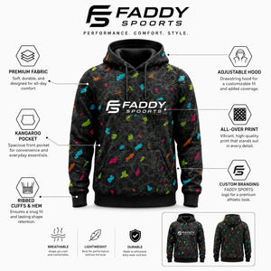 Sweat-shirt à capuche personnalisé pour homme, imprimé léopard par sublimation, couleurs néon, pull-over pour la gym, le fitness, le streetwear, pour l'entraînement - Product Image 5