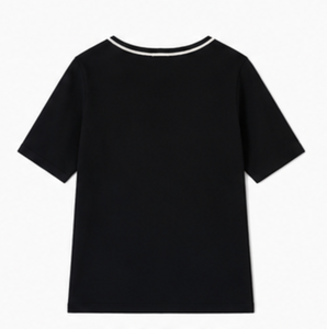 T-shirt personnalisé pour femme, vintage, en spandex, nouvelle collection été 2026, simple, uni, à manches courtes - Product Image 2