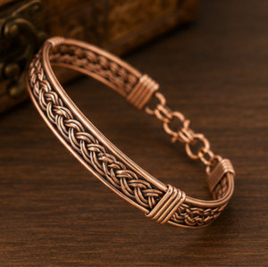 Traditional Ayurvedic Interwoven <b>Wire</b> Solid Copper Health Bracelet Exquisite Craftsmanship Fashion Jewelry - Product Image 3