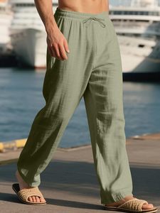 Men's Casual 100% Cotton Baggy Cargo Pant <b>Trousers</b> <b>Elastic</b> Mid <b>Waist</b> Plus Size with Multi-Pocket - Product Image 3
