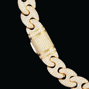S925 Gold Plated Lab Grown Diamond Link <b>Chain</b> Necklace Hiphop Style Unisex Everyday Wear <b>Chains</b> Jewelry - Product Image 3