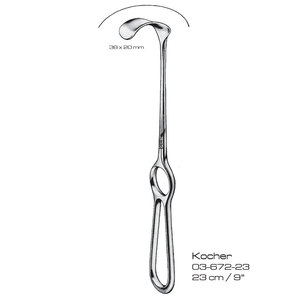 Écarteur chirurgical Kocher 23 cm 38 x 20 mm, instrument de chirurgie générale manuel, classe I, certifié CE - Product Image 1
