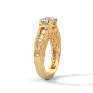 Anillo de Compromiso con Diamante Cultivado en Laboratorio, Anillo Vintage de Media Eternidad con Moissanita Redonda Brillante para Mujer - Product Image 2
