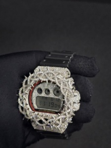 Reloj Digital para Hombre con Pedrería, Pantalla Mixta, Estilo Hip-Hop de Lujo, Correa de Acero Inoxidable, Caja Redonda de 41 mm, Movimiento de Cuarzo - Product Image 4