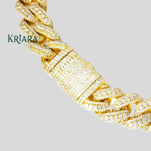 S925 Men's 18K Gold Plated <b>Chain</b> Necklace Round Lab Grown Diamond Hiphop Statement Jewelry - Product Image 4