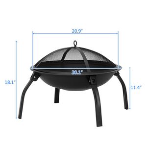 Braciere in Ferro Nero da 22 Pollici per Uso Esterno in Giardino, Cortile e Patio, Utilizzabile Come Riscaldatore o Tavolo per Cucina all'Aperto e Uso Interno - Product Image 3