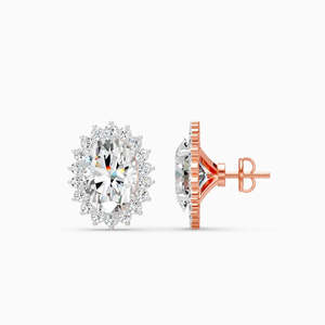 Pendientes de Diamantes Ovalados en Oro Amarillo para Mujer, Color D Natural, Certificados, Clásicos, para Boda - Product Image 2