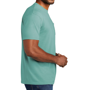 Camiseta de Manga Corta para Hombre, Color Sólido, con Bolsillo en el Pecho, Corte Regular, Cuello Redondo, Estilo Casual, 100% Algodón Jersey - Product Image 3