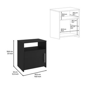 Comodino Omaha di Depot E Shop, mobiletto a una porta con maniglia in metallo, un ripiano superiore nero per una presentazione superiore - Product Image 5