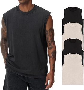 Camisetas de Tirantes para Hombre, Personalizadas con Logotipo, Transpirables, Bordadas, Ajustadas, Lisas, para Entrenamiento, Mezcla de Poliéster/Algodón, para Gimnasio, Precio de Fábrica - Product Image 1