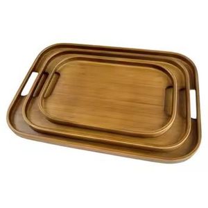 <b>Rustic</b> <b>Wooden</b> Serving Tray Set Metal Handles Rectangular Vintage Design Dishwasher Safe Eco-Friendly for Kitchen Dining Coffee - Product Image 4