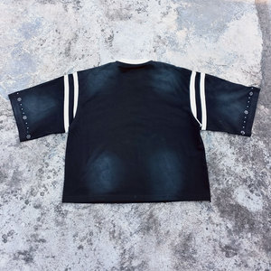 เสื้อยืดโอเวอร์ไซส์ผ้าฝ้ายหนานุ่มสไตล์วินเทจ ยี่ห้อ Huili ลายพิมพ์สกรีน ตกแต่งด้วยคริสตัล ทรงหลวม แขนสั้น สีซีดจางแบบซันเฟด - Product Image 2