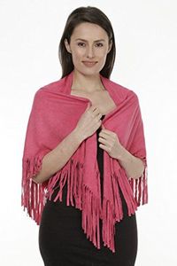 Châle à franges rose pour femme, longue écharpe bohème en acrylique de couleur unie pour l'automne et le quotidien - Product Image 2
