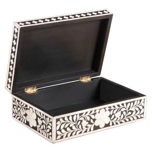 Handmade Pink Bone Inlay Petal Pattern Jewelry <b>Box</b> Rectangular <b>Floral</b> Keepsake Chest Luxury Decorative Storage Organizer Case - Product Image 3