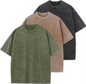 T-shirts pour hommes vintage, délavés par le soleil, délavés à la pierre, délavés à l'acide, effet minéral, rétro, coupe carrée, vierges, effet usé, oversize - Product Image 3