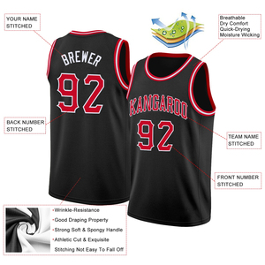 Maillots de basketball tendance noir, blanc et bleu, ensemble de maillots de basketball personnalisés, vente en gros, logo vierge pour sublimation - Product Image 3