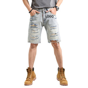 Mid <b>Waist</b> Straight Style <b>Jeans</b> Shorts Pocket Loose Denim Shorts <b>Men's</b> <b>High</b> Quality 100% Cotton Vintage Breathable Denim Shorts - Product Image 2